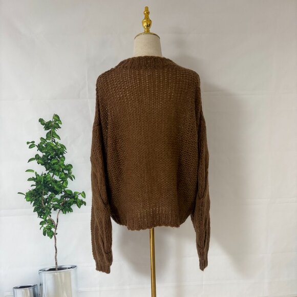 Loewe Women's Brown Knit Letter Puzzle Sweater - Picture 7 of 13